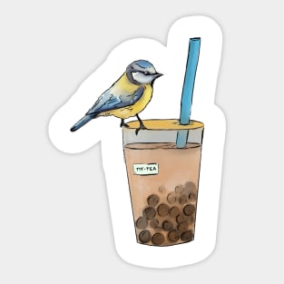 Tit-Tea: Blue Tit Bubble tea Sticker